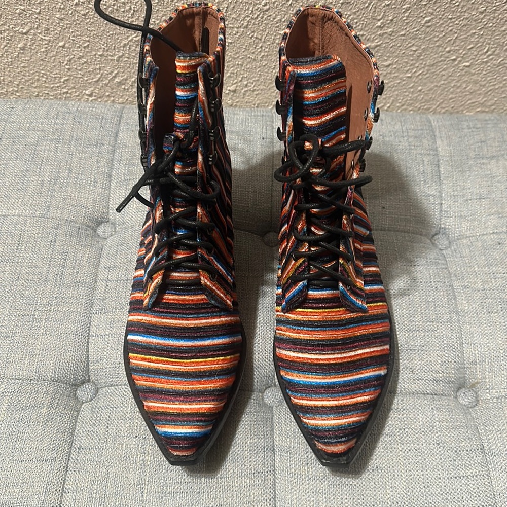 Jeffrey Campbell Multicolor Striped Ankle Boots